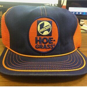 Vintage Hoechst HoeGrass Orange Blue Snapback Trucker Baseball Cap Hat